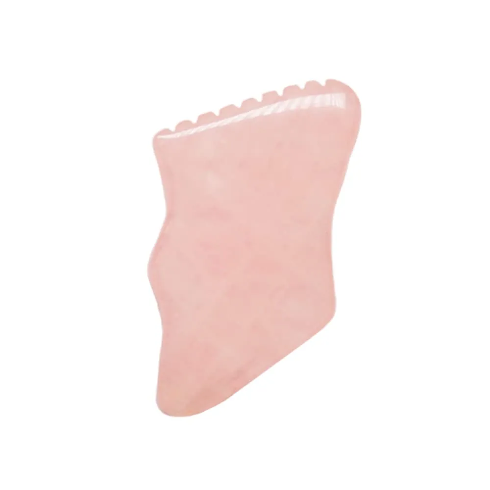 Getmecraft Rose Quartz Gua Sha Facial Massage Tool With Teeth Shape Sides And Ridges