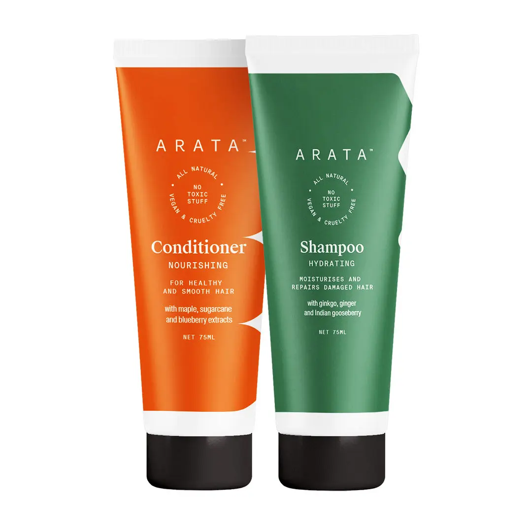 Arata Natural Damage Repair Duo For Men & Women With Hydrating Shampoo(75 ml) & Conditioner(75 ml)