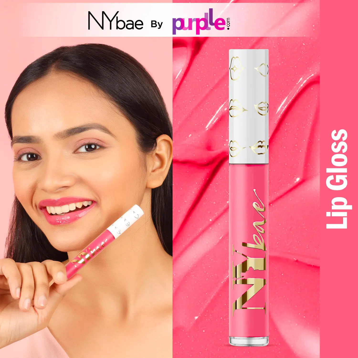 NY Bae Gloss Getter Lip Gloss | Lip & Cheek Tint | Lightweight Glossy Lipstick | Pink Lip Balm | Non-Sticky | Cherry Crush 03 (2.8 ml)