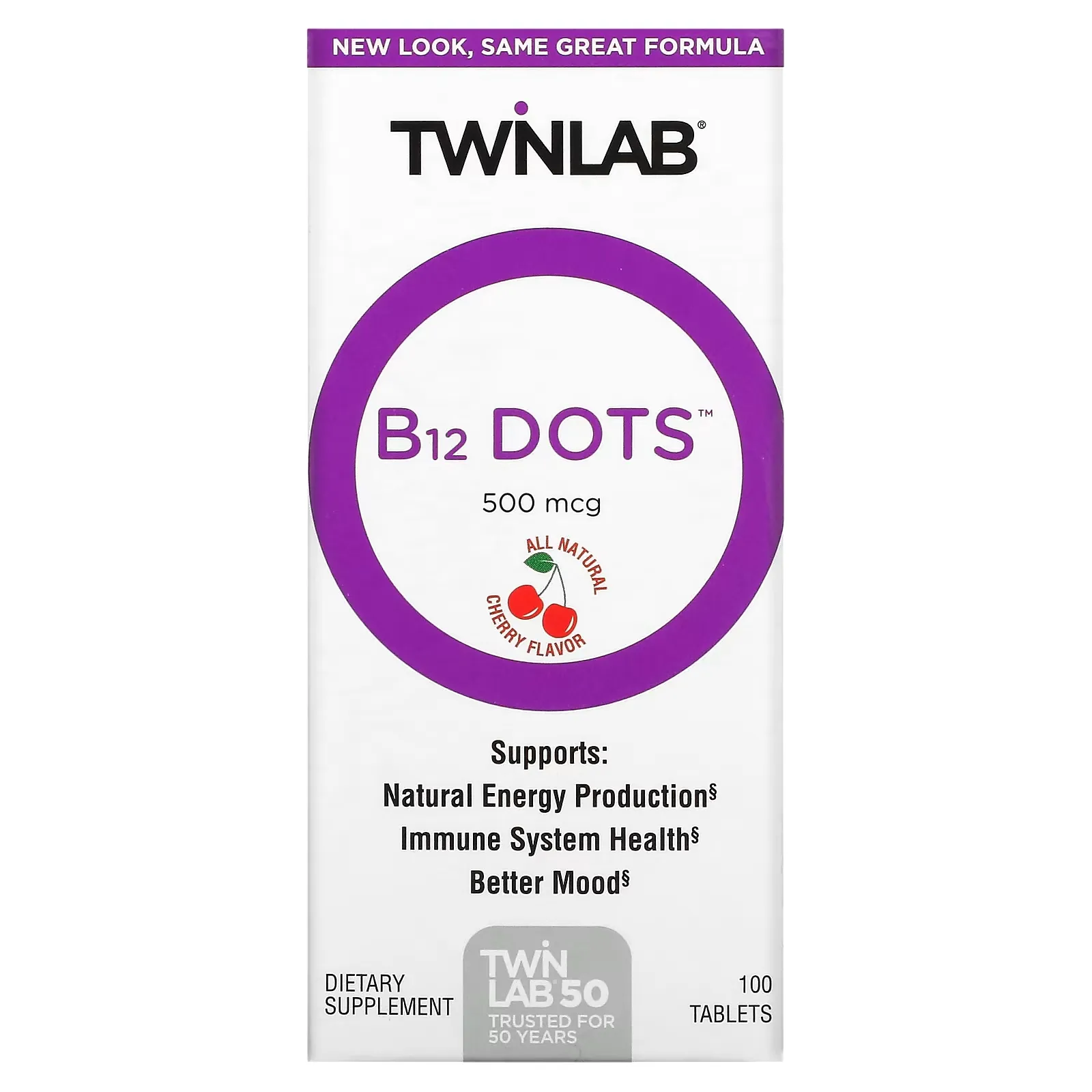 B12 Dots, Cherry, 500 mcg, 100 Tablets