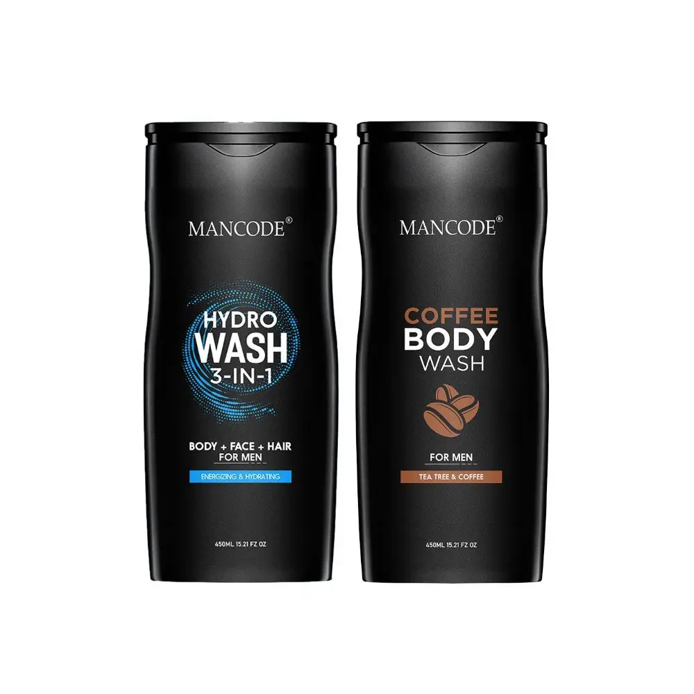 Mancode Hydro (3 In 1) & Coffee Body Wash, 450ml Each (Pack Of 2)