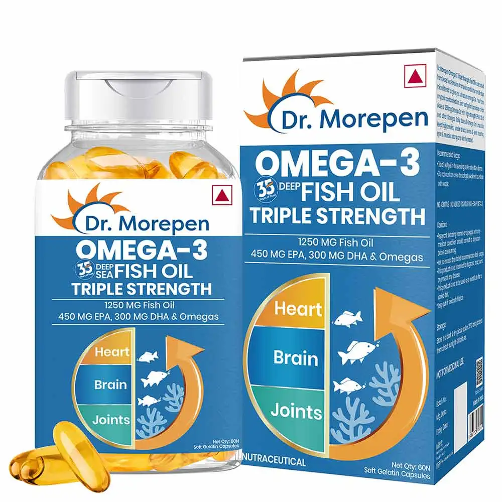 Dr. Morepen Omega-3 Deep Sea Fish Oil Triple Strength,  60 softgels