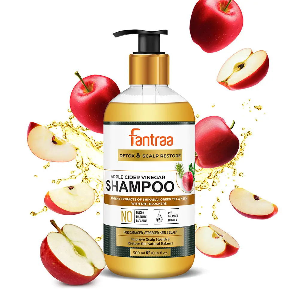 Fantraa Apple Cider Vinegar Shampoo For Improve Hair Scalp Health & Stronger Hair With Apple Cider Vinegar & Shikakai (300 ml)