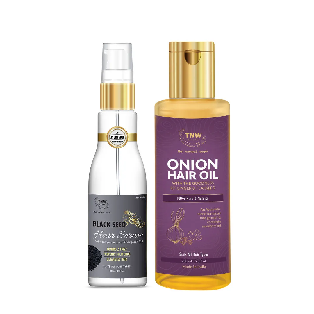 TNW The Natural Wash Onion Hair Oil & Hair Serum With Black Seed For Dry And Frizzy Hair