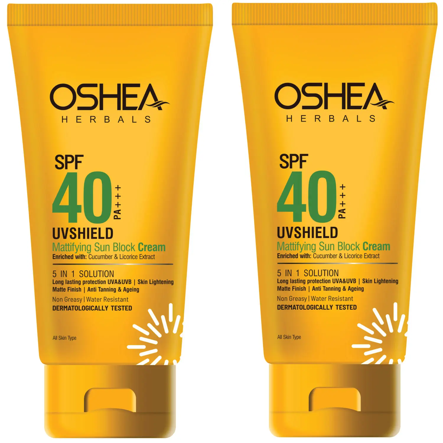 Oshea Herbals UV SHIELD MATTIFYING SUN BLOCK CREAM SPF 40 PA +++60Grams pack of 2