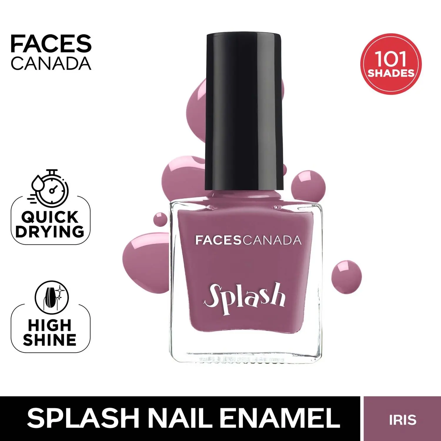 Faces Canada Ultime pro Splash| Fast Dry | High Shine | Long Lasting | No Chip Formula | No Harmful Chemicals | Shade - Iris 8ml