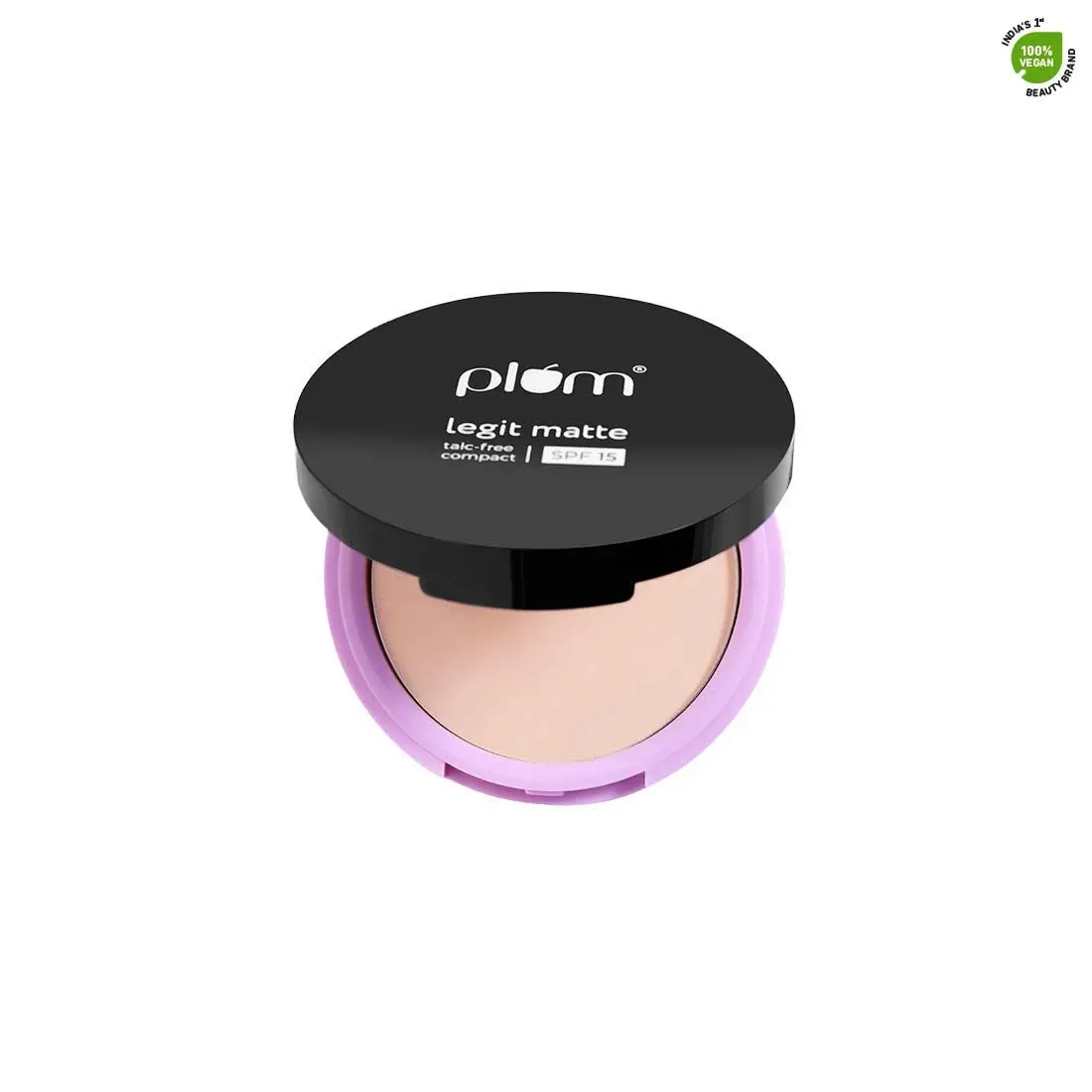 Plum Legit Matte Talc-Free Compact With SPF15 | Lightweight | Even Coverage | 100% Vegan & Cruelty Free | Pinched Blush - 115P (Light, Cool Undertone)