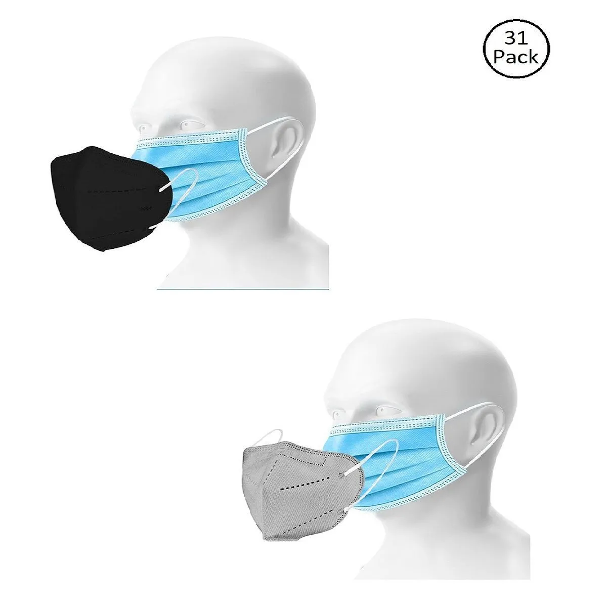 OOMPH Double Mask Set of 25 Disposable & 6 Kn95/N95 Mask