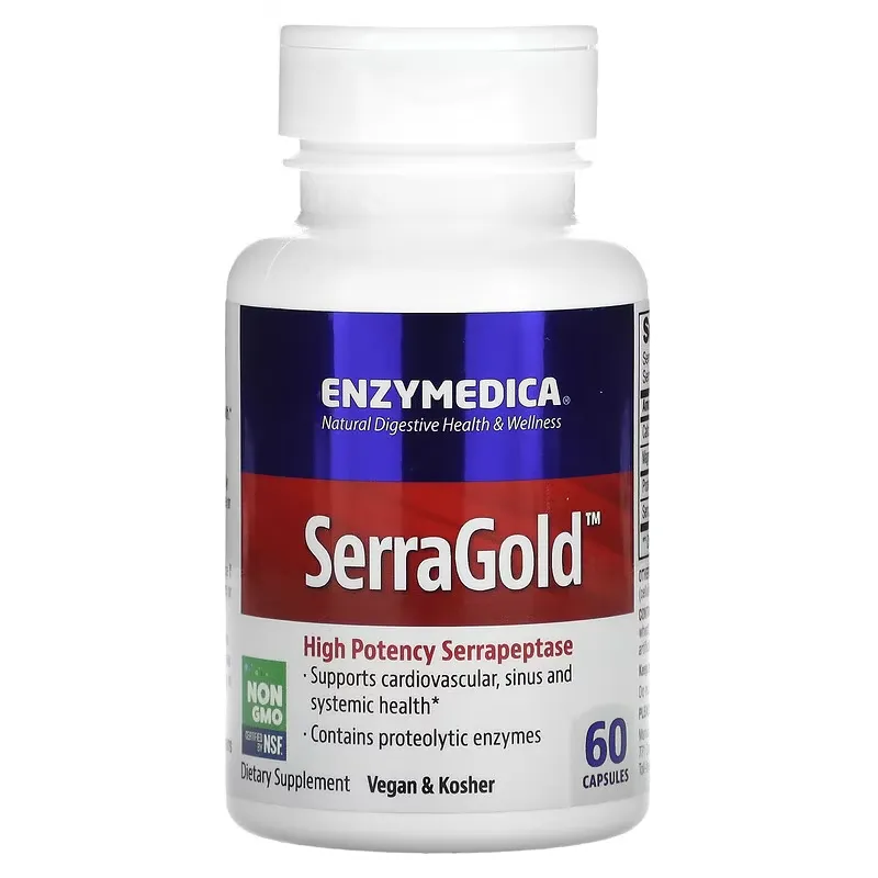 SerraGold, High Potency Serrapeptase, 60 Capsules