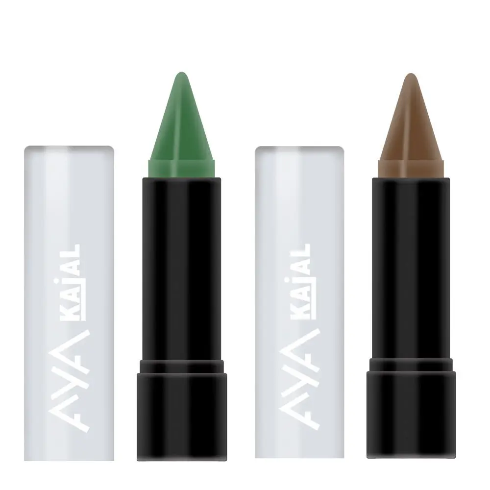 AYA Kajal Set of 2, Brown and Green (2.4 g + 2.4 g)