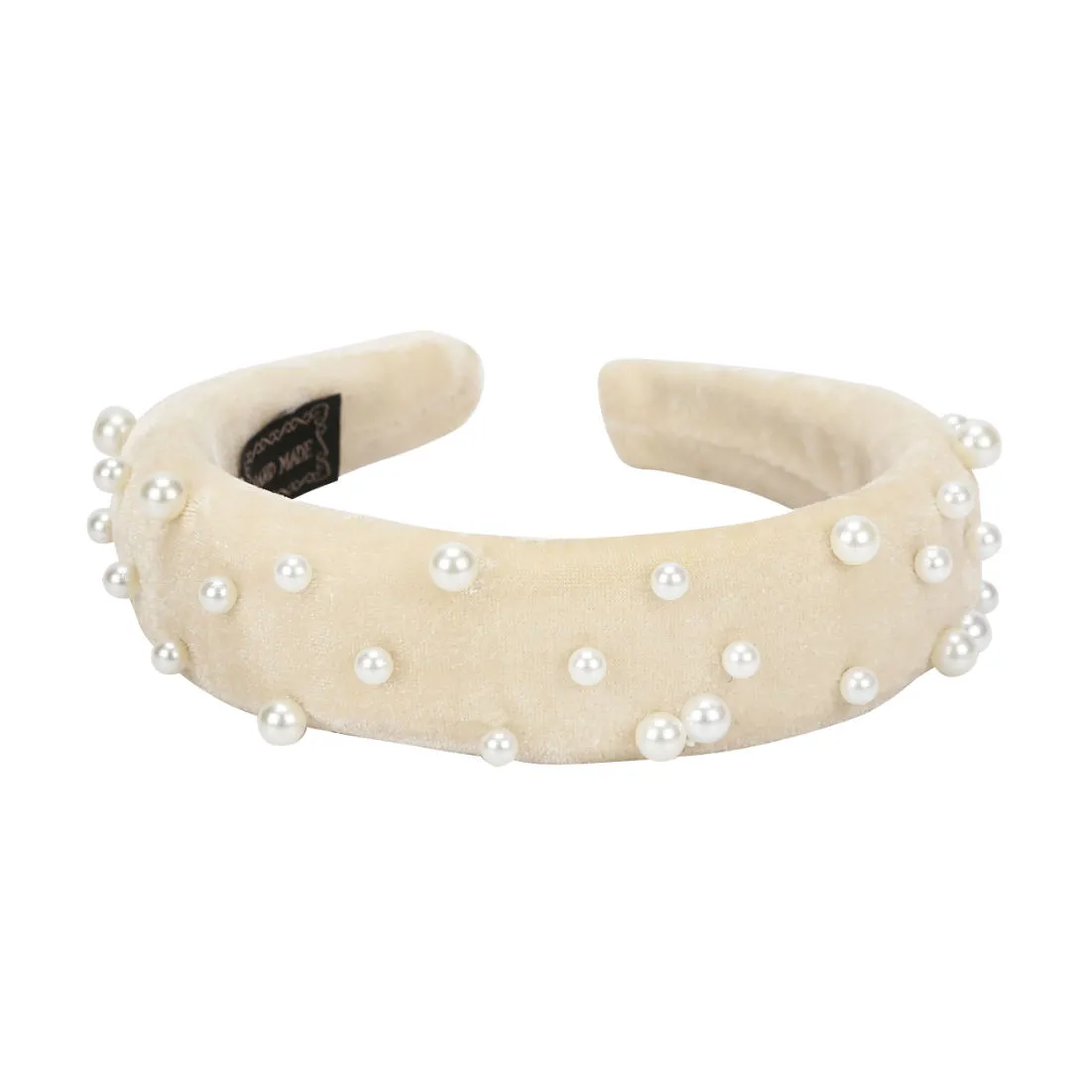 YouBella Hair Jewellery Velvet Fabric Pearl White Head Band (YBHAIR_41335)