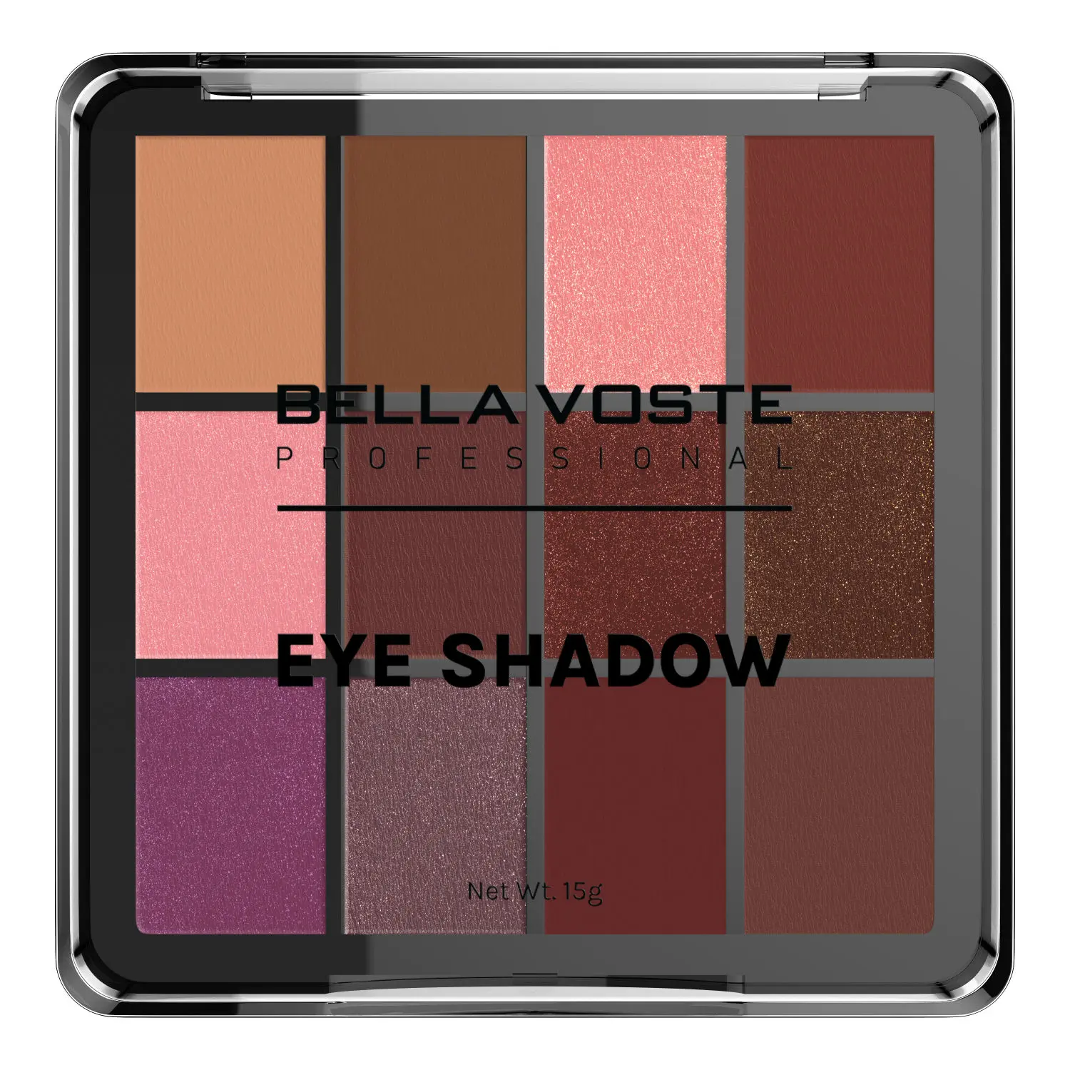 Bella Voste Professional Eyeshadow - 12 in 1 Mesmerizing Colors Palette | Nude , Matte , Shimmer | Rich Colour | High Pigmentation - BVES104 (15 g)