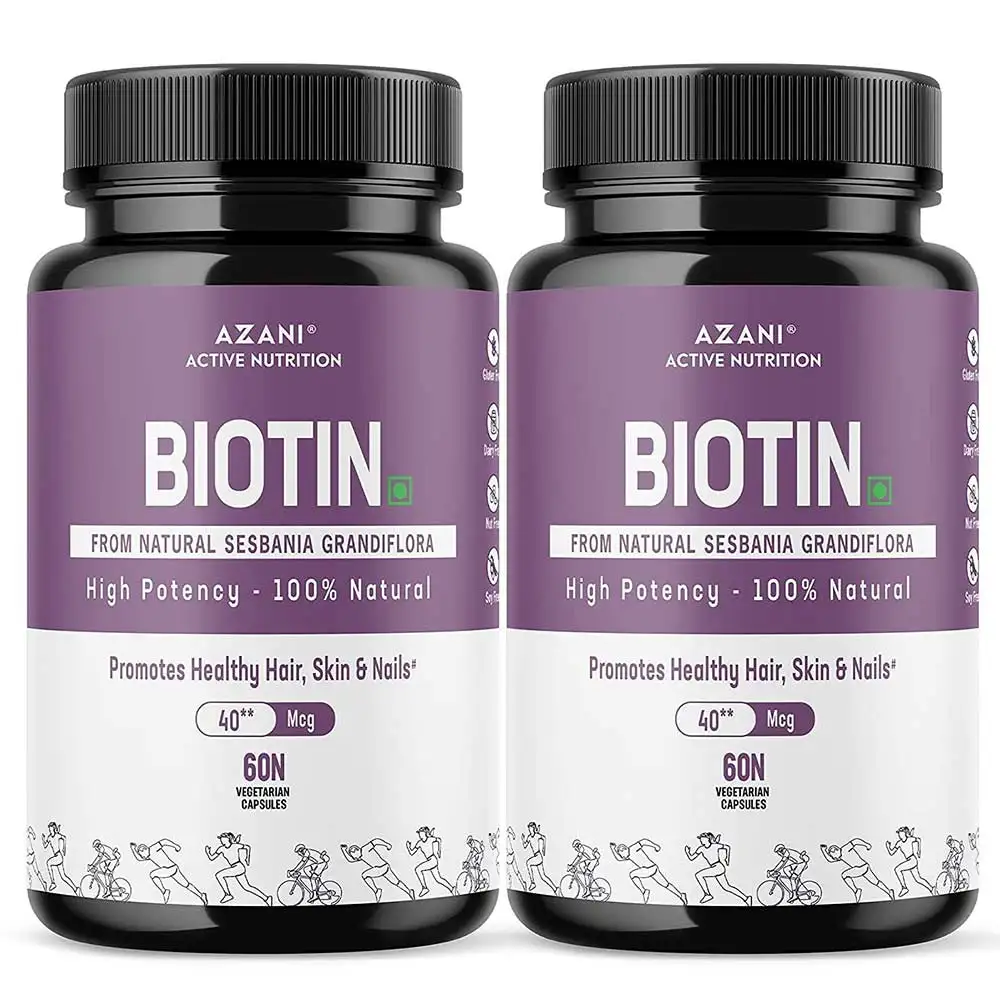 Azani Active Nutrition Biotin,  60 capsules  Unflavoured (Pack of 2)