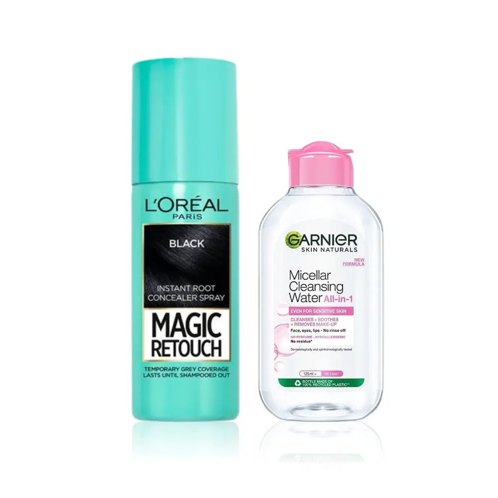 L'Oreal Paris Magic Retouch( Black) + Garnier Micellar water Combo