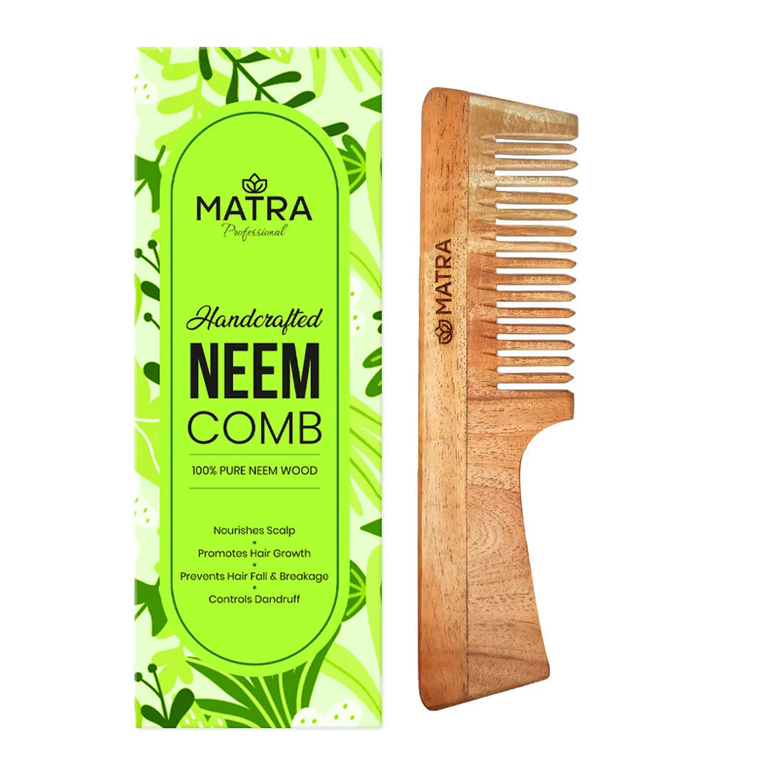 Matra Professional Pure Neem Wooden Comb with Handle