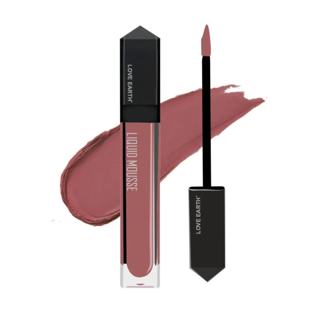 Love Earth Liquid Mousse Lipstick - Peach Mojito Matte Finish | Lightweight, Non-Sticky, Non-Drying,Transferproof, Waterproof | Lasts Up to 12 hours with Vitamin E and Jojoba Oil - 6ml