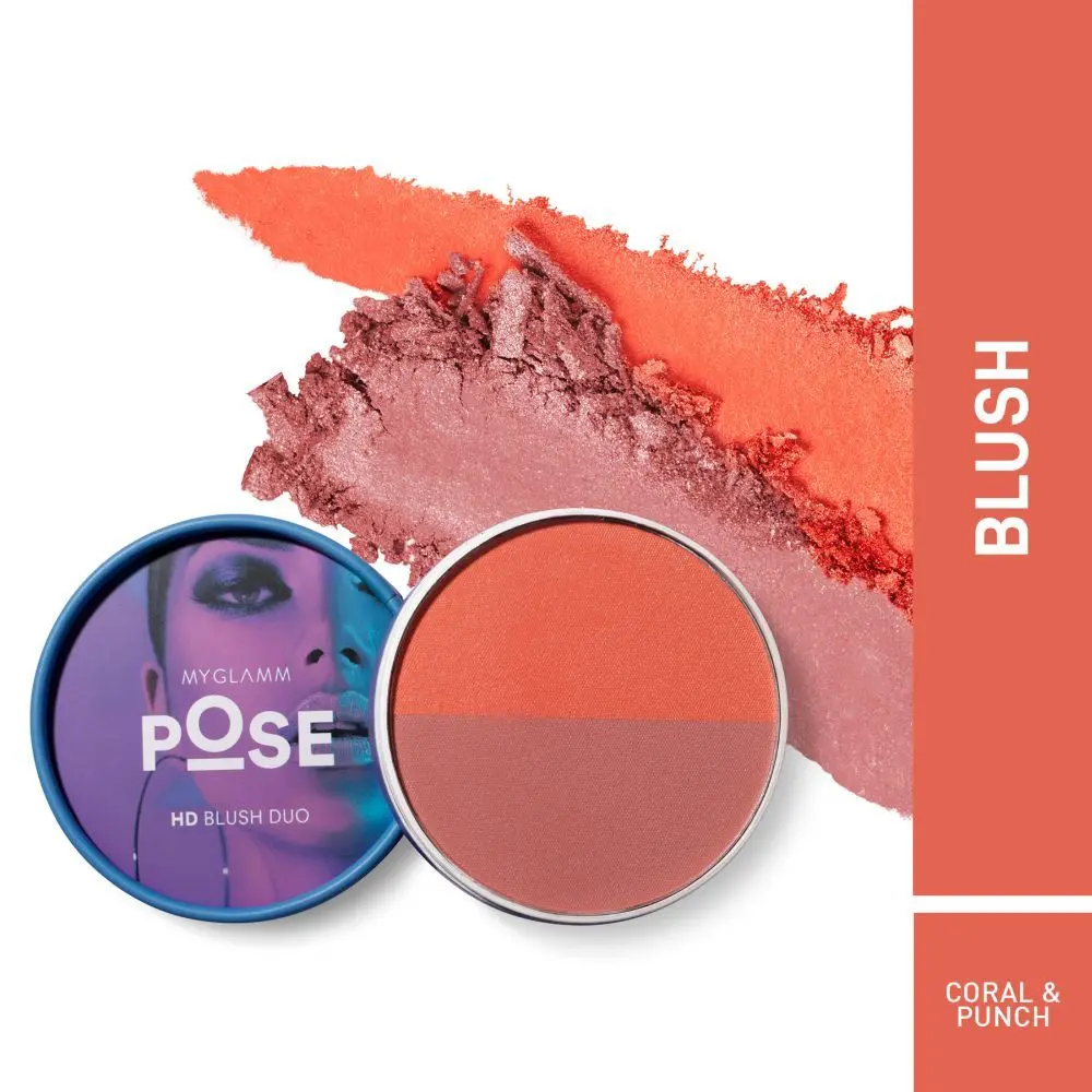 MyGlamm POSE HD Blush Duo-Coral | Punch-9gm