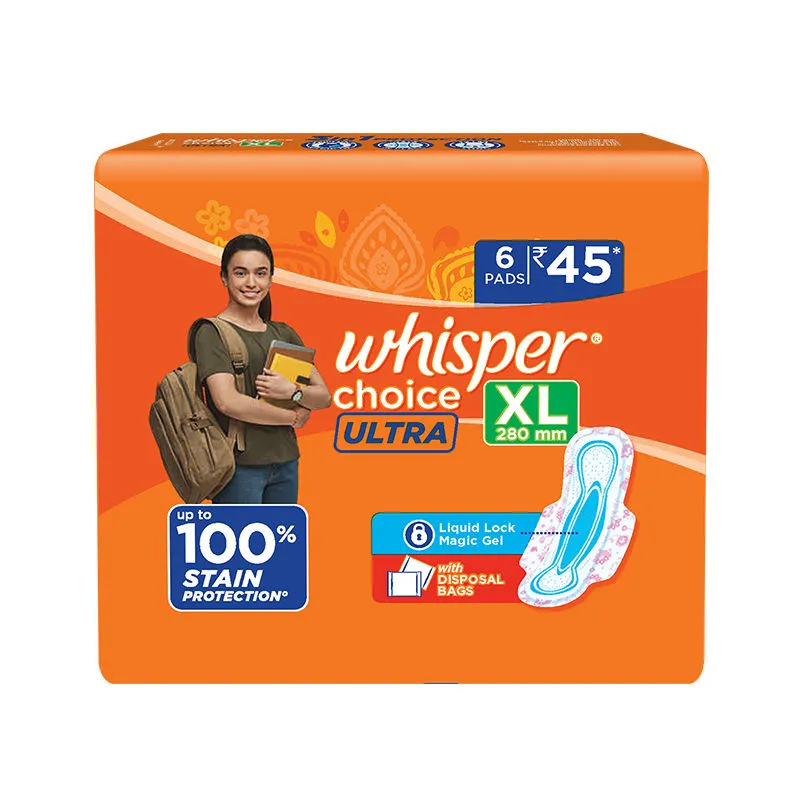 Whisper Choice Ultra XL 6s Sanitary Pads for Women