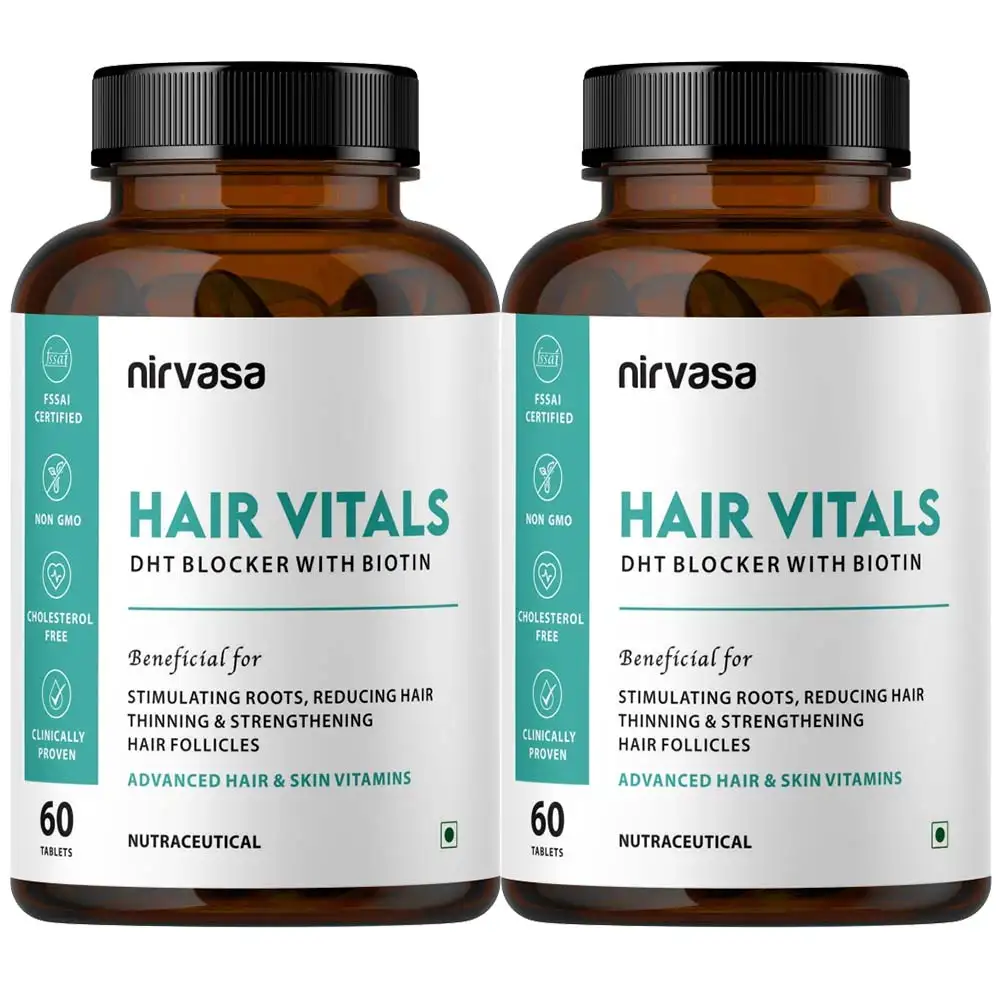 Nirvasa Hair Vitals DHT Blocker with Biotin,  60 tablet(s)  Unflavoured (Pack of 2)