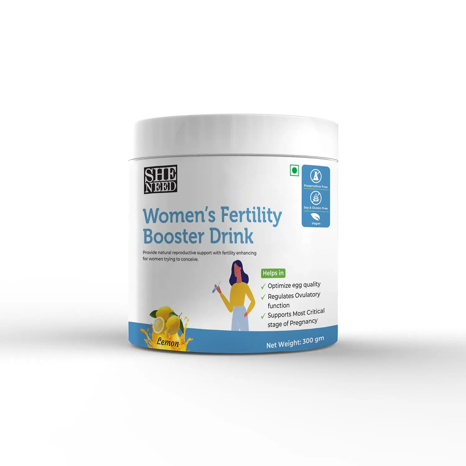 SheNeed Women’s Fertility Booster Drink for Women with Folic Acid, Vitamin B-12, Myo-Inositol for Hormone Balance, Regulate Ovulatory Function, Increases Chances of Pregnancy- 300gm