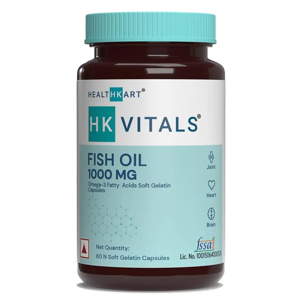 Healt HK Vitals Fish Oil 1000mg with 180mg EPA and 120mg DHA,  60 capsules