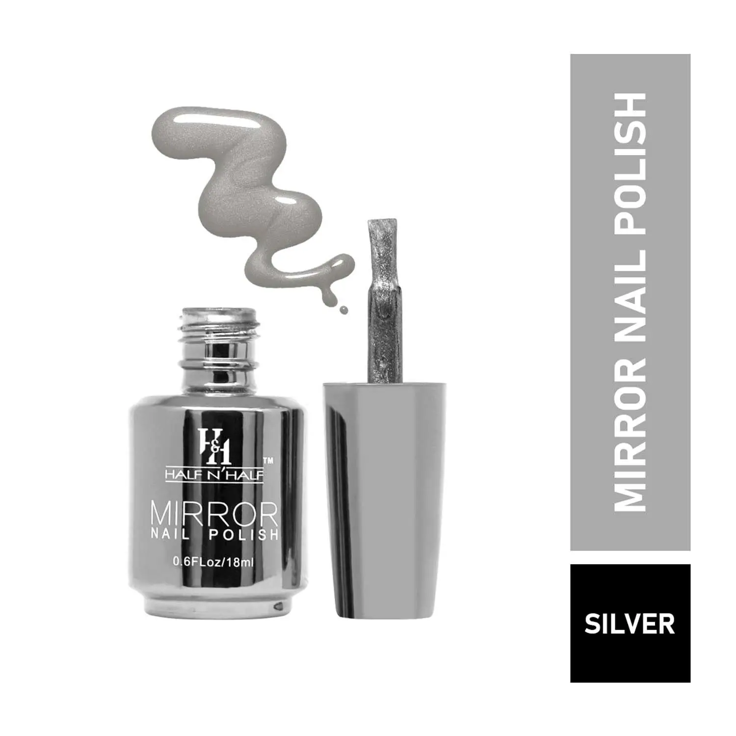 Half N Half Mirror Nail Polish, A-Silver (18ml)