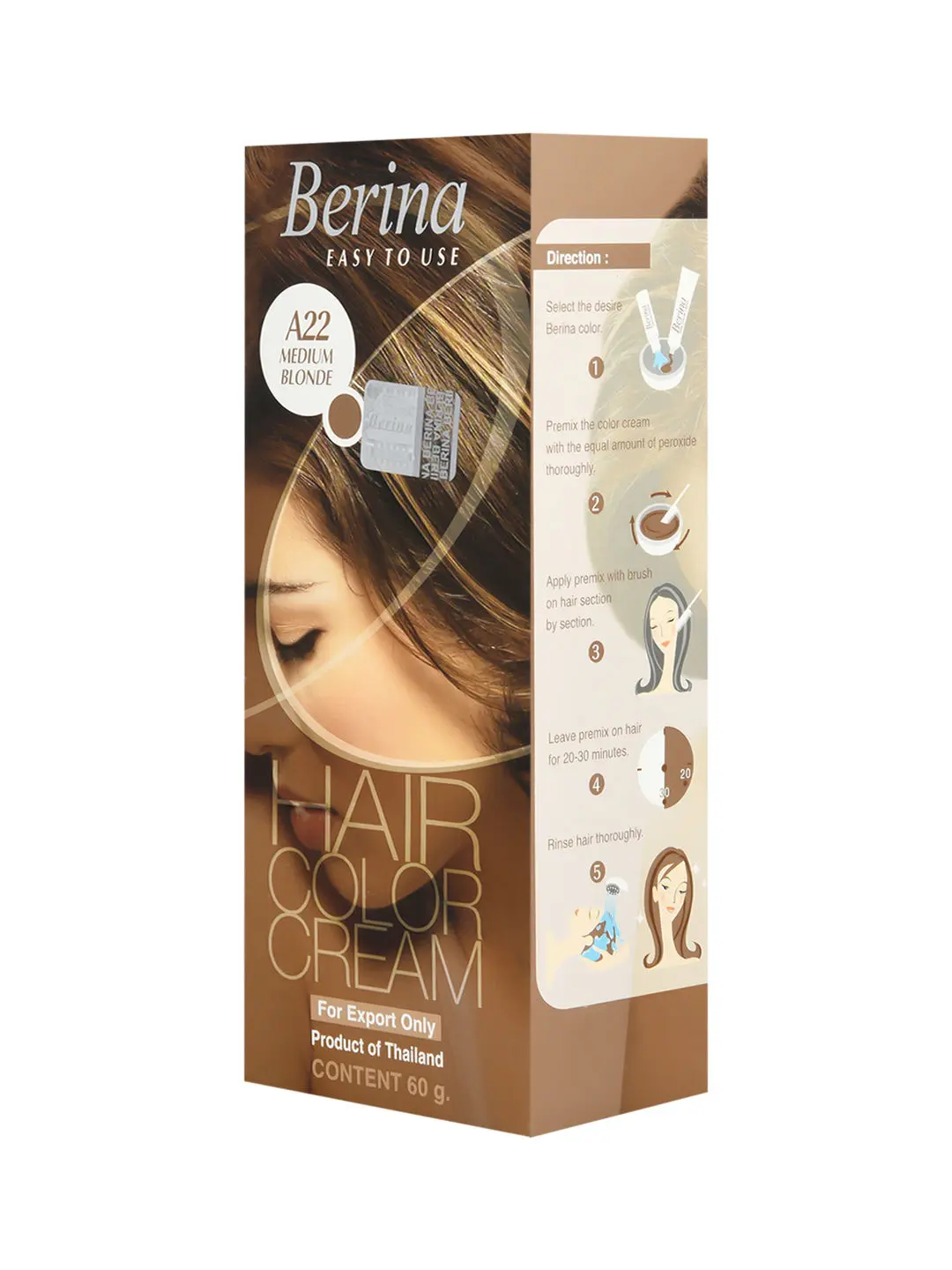 Berina A22 Medium Blonde Hair Color Cream 60gm