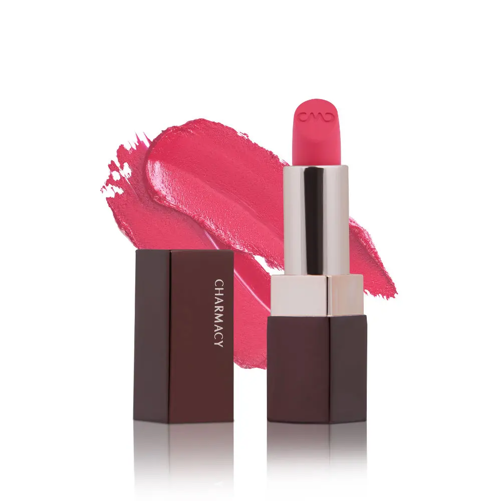 Charmacy Milano Soft Satin Matte Lipstick (Shimmering Blush) - 3.8g, High Coverage, Single Stoke, Hydrating on Lips, Matte In Texture, Glides Smoothly, Vibrant Colors, Non Toxic, Vegan, Cruelty Free