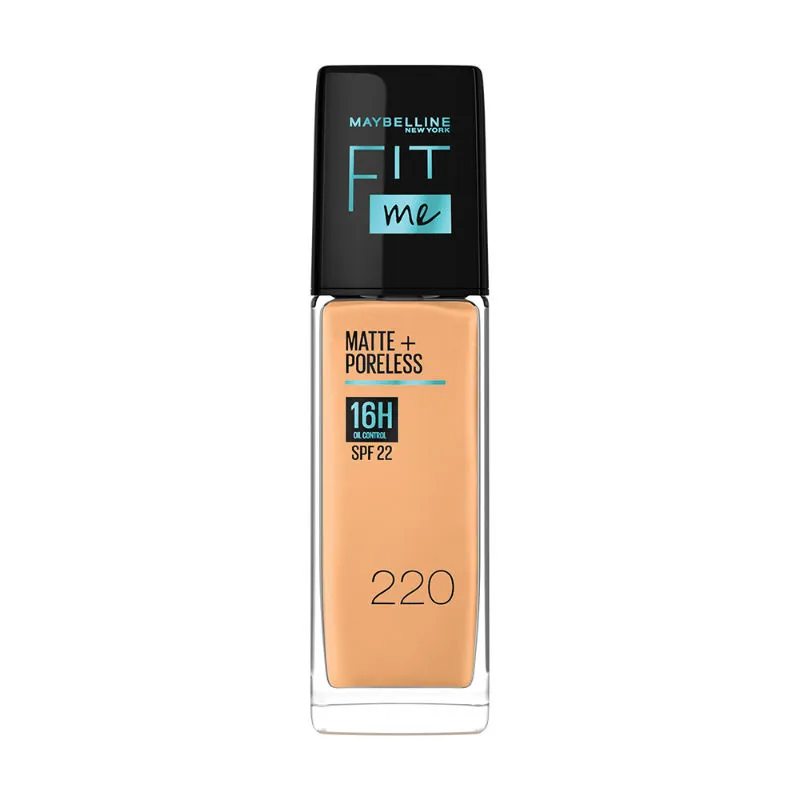 Maybelline New York Fit Me Matte+Poreless Liquid Foundation 16H Oil Control SPF22, 220 Natural Beige