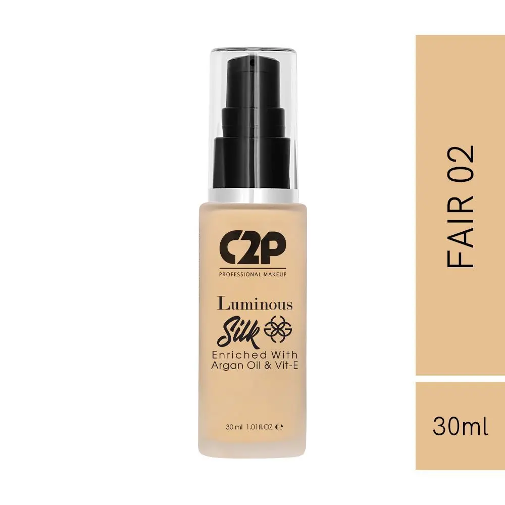 C2P Pro Luminous Silk Liquid Foundation Enriched with Argan Oil & Vitamin E - Fair 02