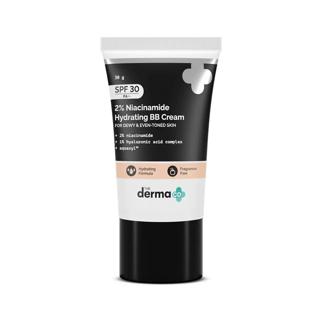 The Derma Co. 2% Niacinamide Hydrating BB Cream with 1% Hyaluronic Acid & Aquaxyl™ - 30 g | 01-Ivory