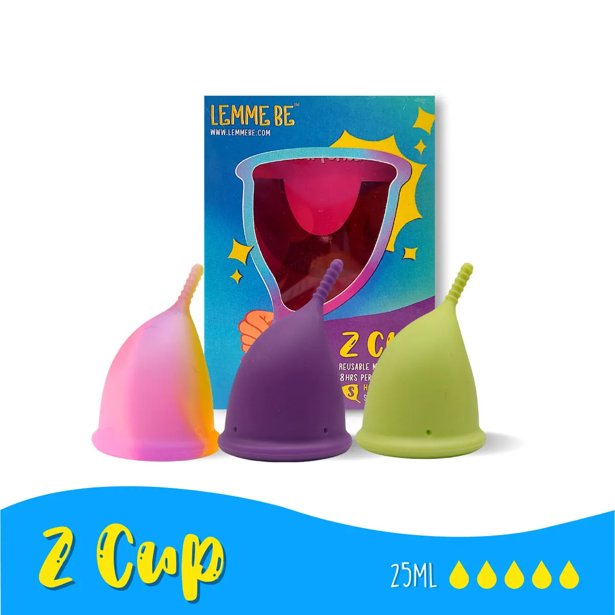 Lemme Be Z Cup-Reusable Menstrual Cup Rainbow Ultra Soft And Rash Free FDA Approved - Medium Size