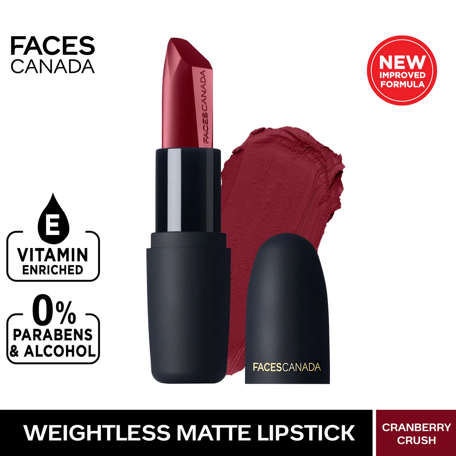 Faces Canada Weightless Matte Finish Lipstick Cranberry Crush P10 (4.5 g) - Exclusively on Purplle