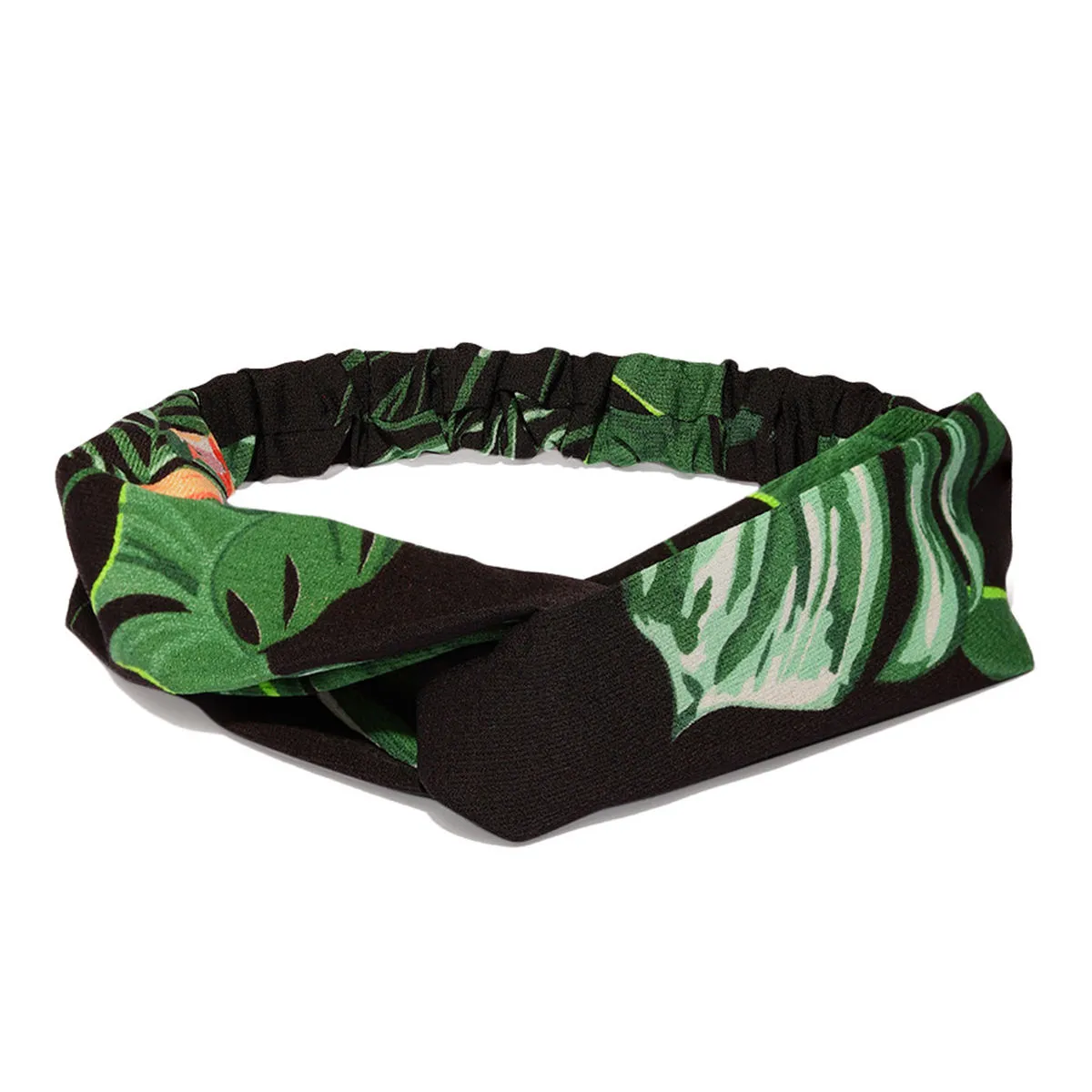 Toniq Green & Black Tropical Printed Hairband For Women