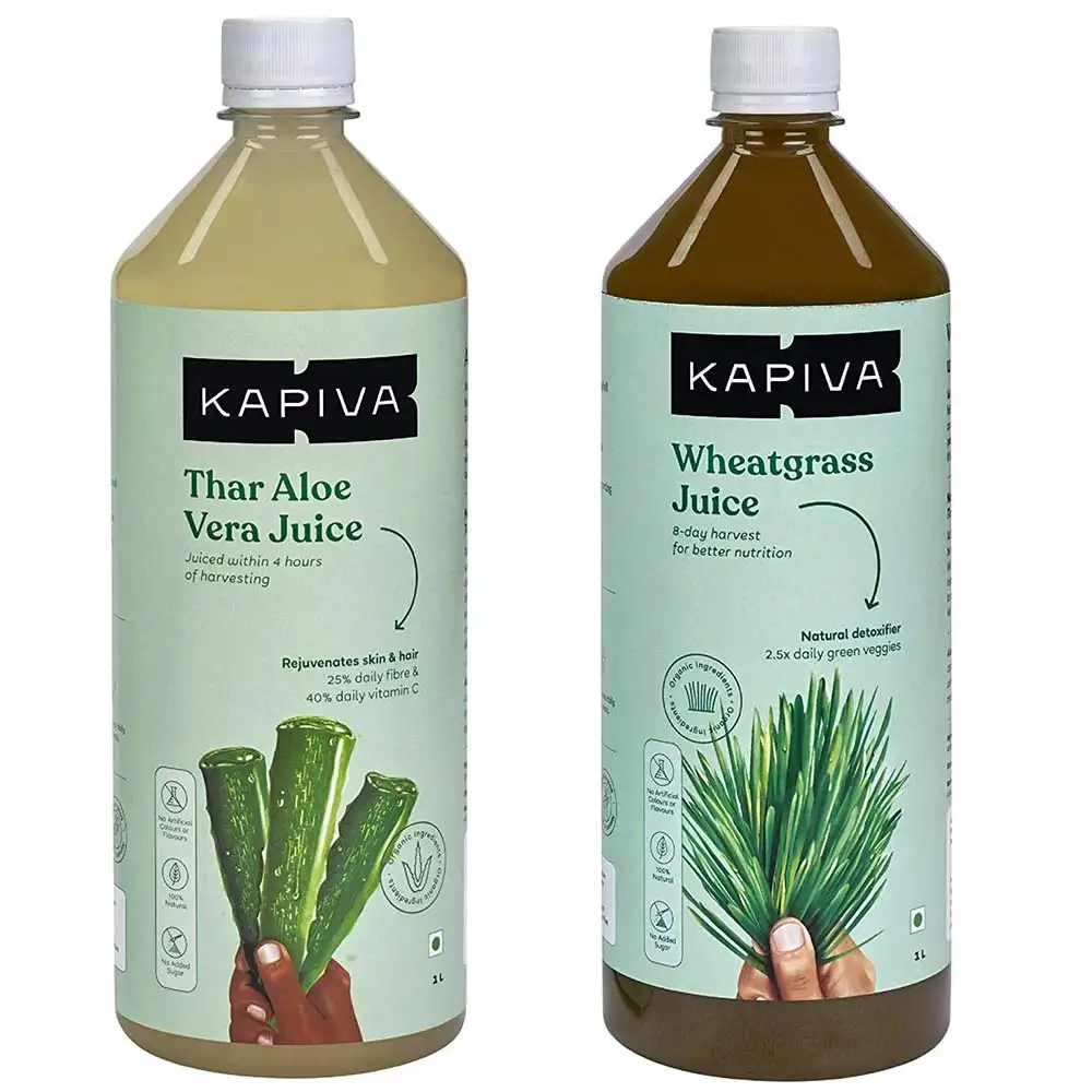 Kapiva Thar Aloe Vera Juice & Wheatgrass Juice Combo,  2 Piece(s)/Pack  Unflavoured