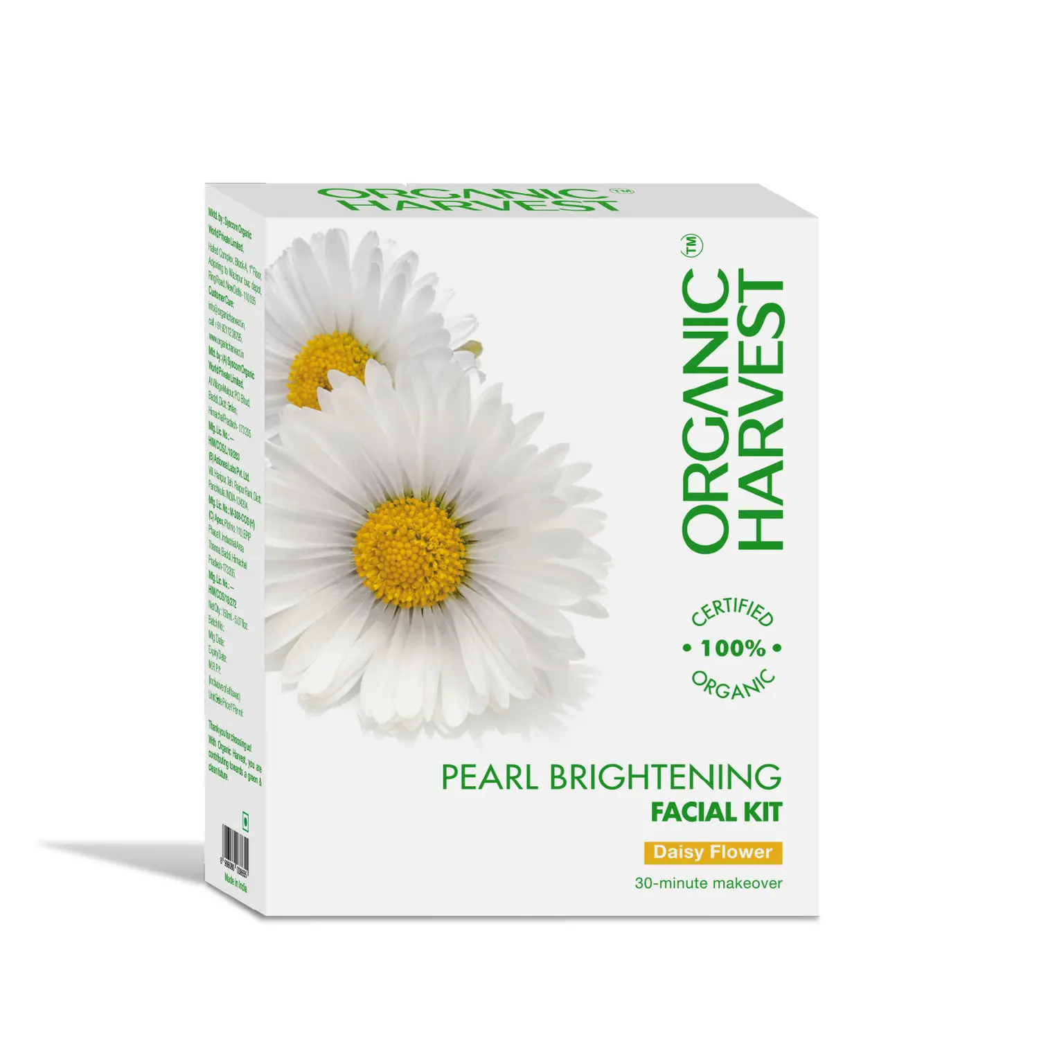 Organic Harvest Pearl Brightening Facial Kit: Daisy Flower | For Glowing Skin | Anti-Aging Facial Kit for Men & Women | Sulphate & Parabens Free | 100% American Certified Organic – 40gm