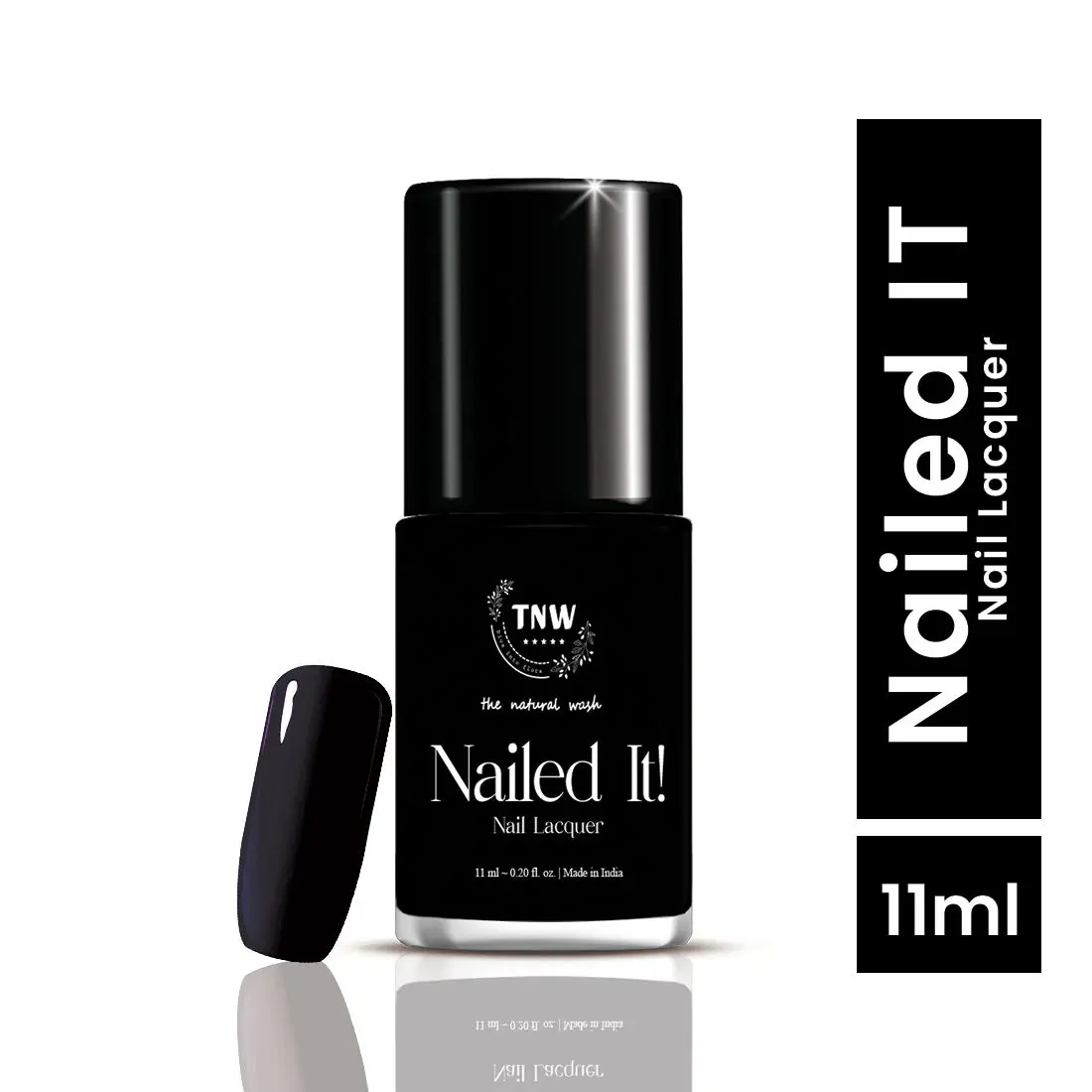 TNW -The Natural Wash Nailed It! - 03: Black Margarita | Nail Polish | Chip Resistant | Pigmented | Long Lasting | Quick Drying | Preety nails | 11ml