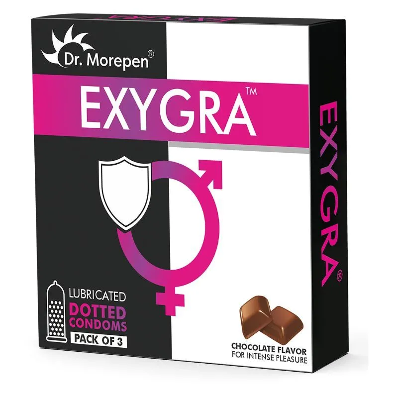 Dr. Morepen Exygra Dotted Condoms - Chocolate Flavour