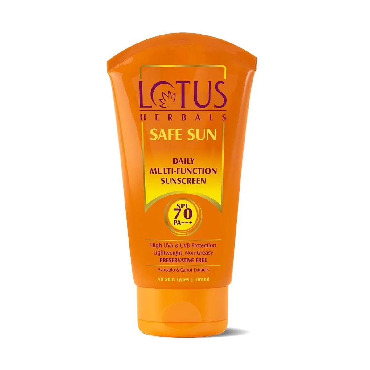 Lotus Herbals Safe Sun Sunscreen - Daily Multi-Function Sunscreen | SPF 70 | PA+++ | Preservative Free | Oil Free | 60g