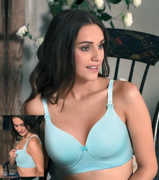 Enamor MT01 Nursing T-Shirt Bra - Padded Wirefree High Coverage - Capri Melange - MT01