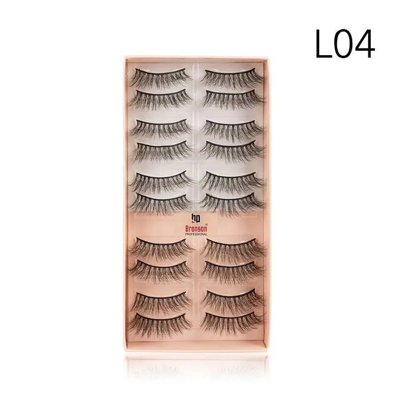 Bronson Professional Eyelash Set 3D False Long And Natural Eye Makeup 10 Pairs - L04