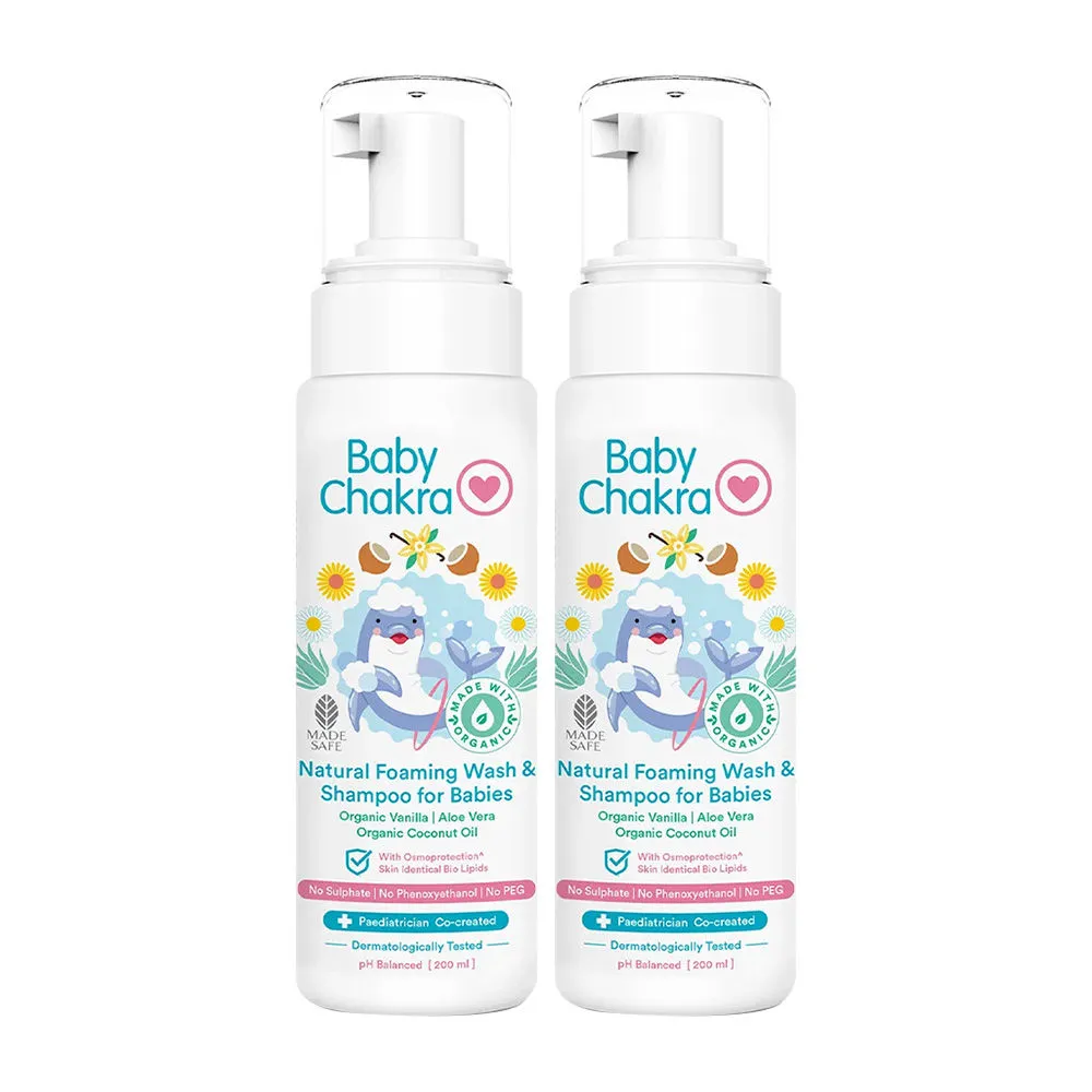 BabyChakra Natural Foaming Wash & Shampoo for Babies, Mild Cleansing & Deep Moisturising (200 ml 2)