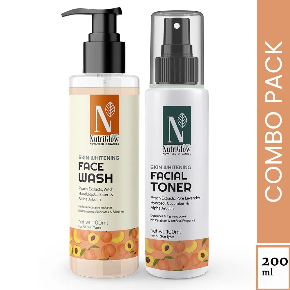 NutriGlow Advanced Organics Combo of 2 Skin Whitening Toner & Moisturizer For Deep Moisturisation, 100 ml each