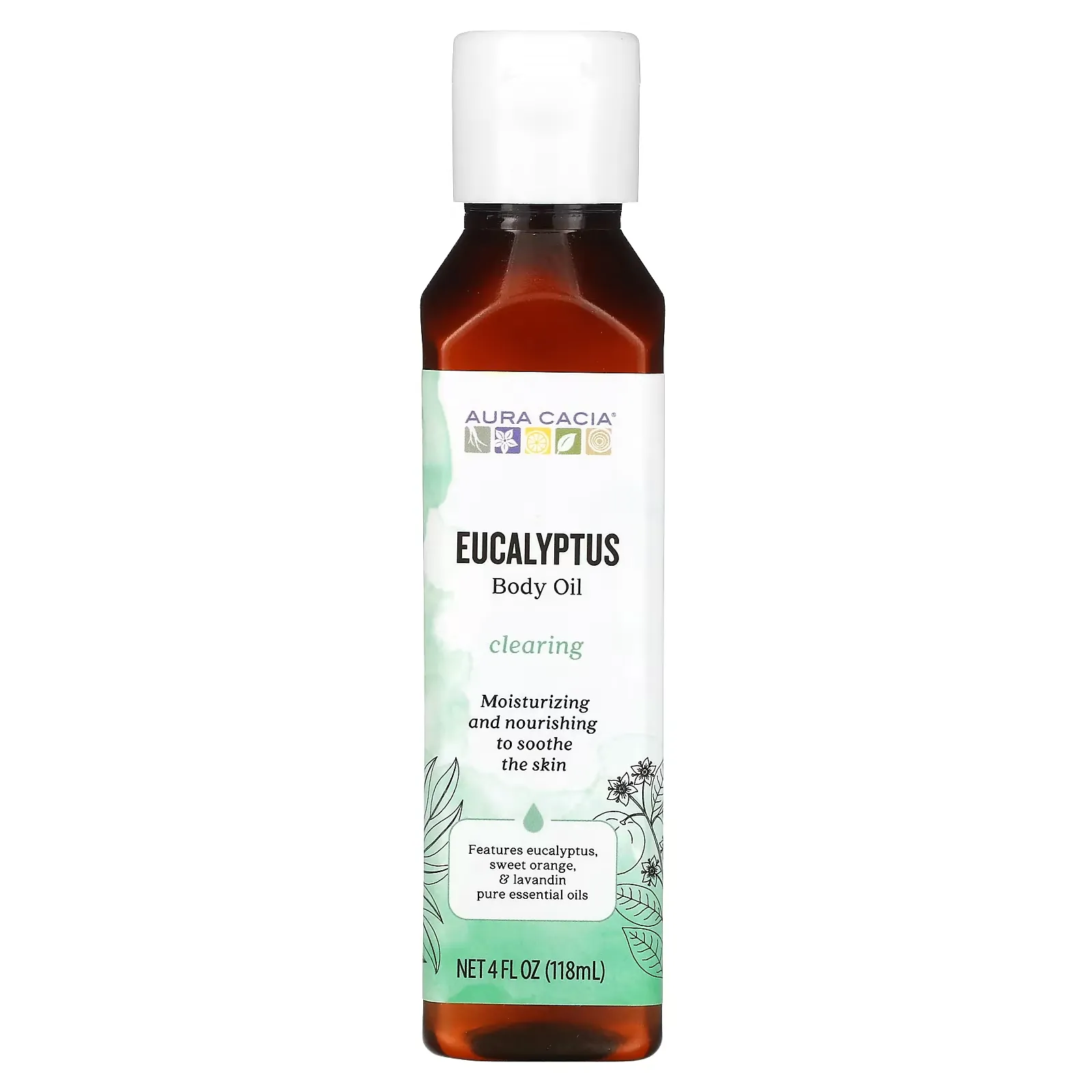 Body Oil,  Clearing Eucalyptus, 4 fl oz (118 ml)