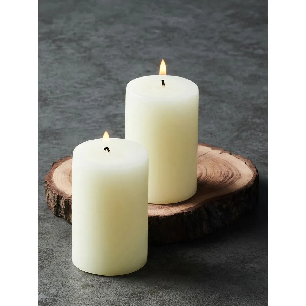 Pure Home + Living White Set of 2 Textured Pillar Candle