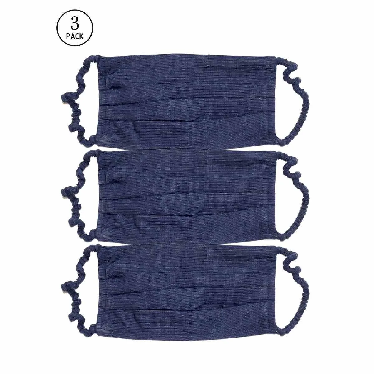 Bellofox 3-Ply Dark Blue Aaron Cotton Face Mask (Pack Of 3)