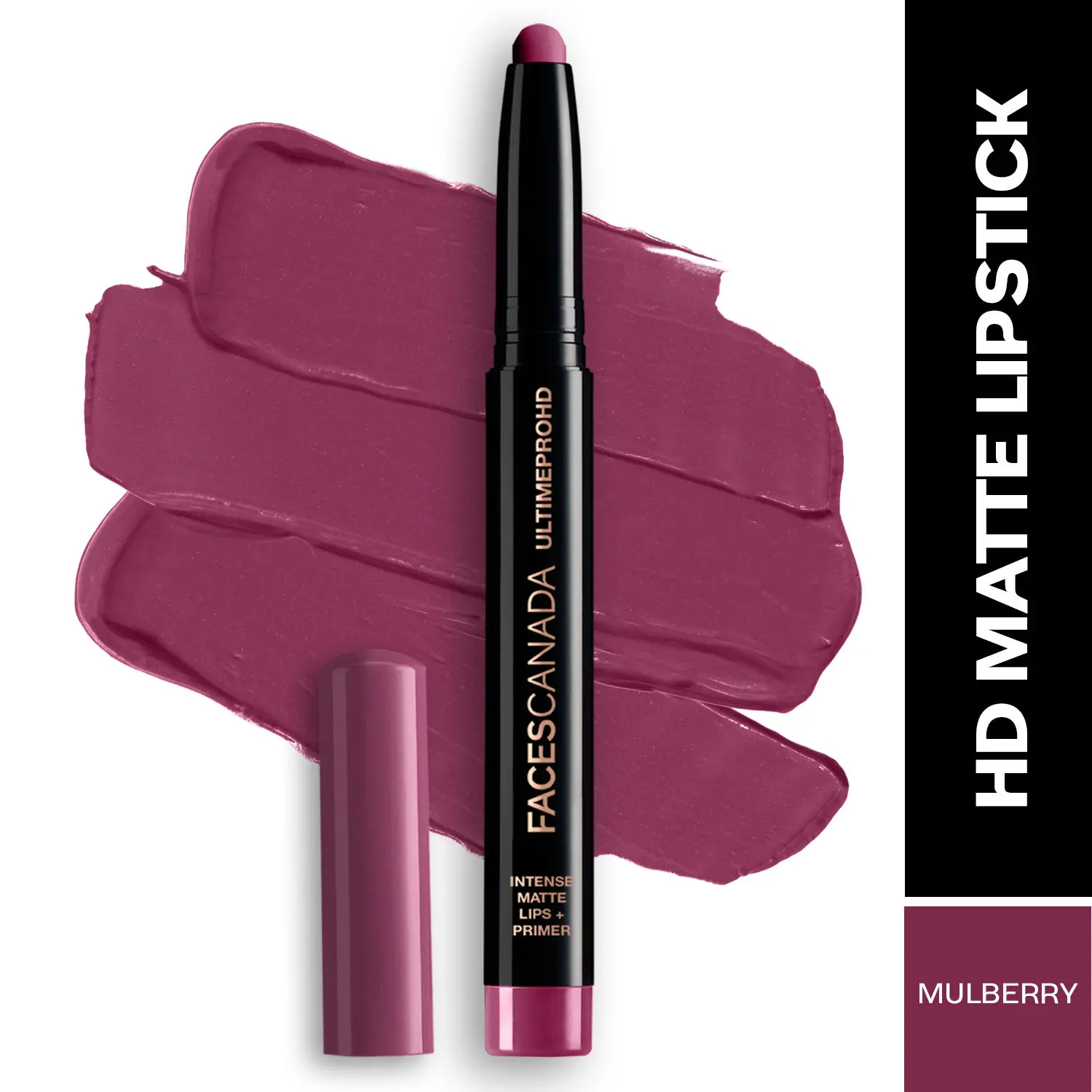 Faces Canada HD Intense Matte Lipstick | Featherlight comfort | 10 hr stay| Primer infused | Flawless HD finish | Made in Germany |Mulberry Magic 1.4g