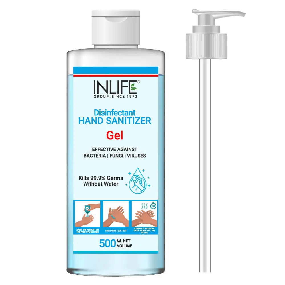 INLIFE Disinfectant Hand Sanitizer Gel with 70% Isopropyl Alcohol Based,  Fragrance Free  500 ml  Germ Protection, Anti-Bacterial with Pump