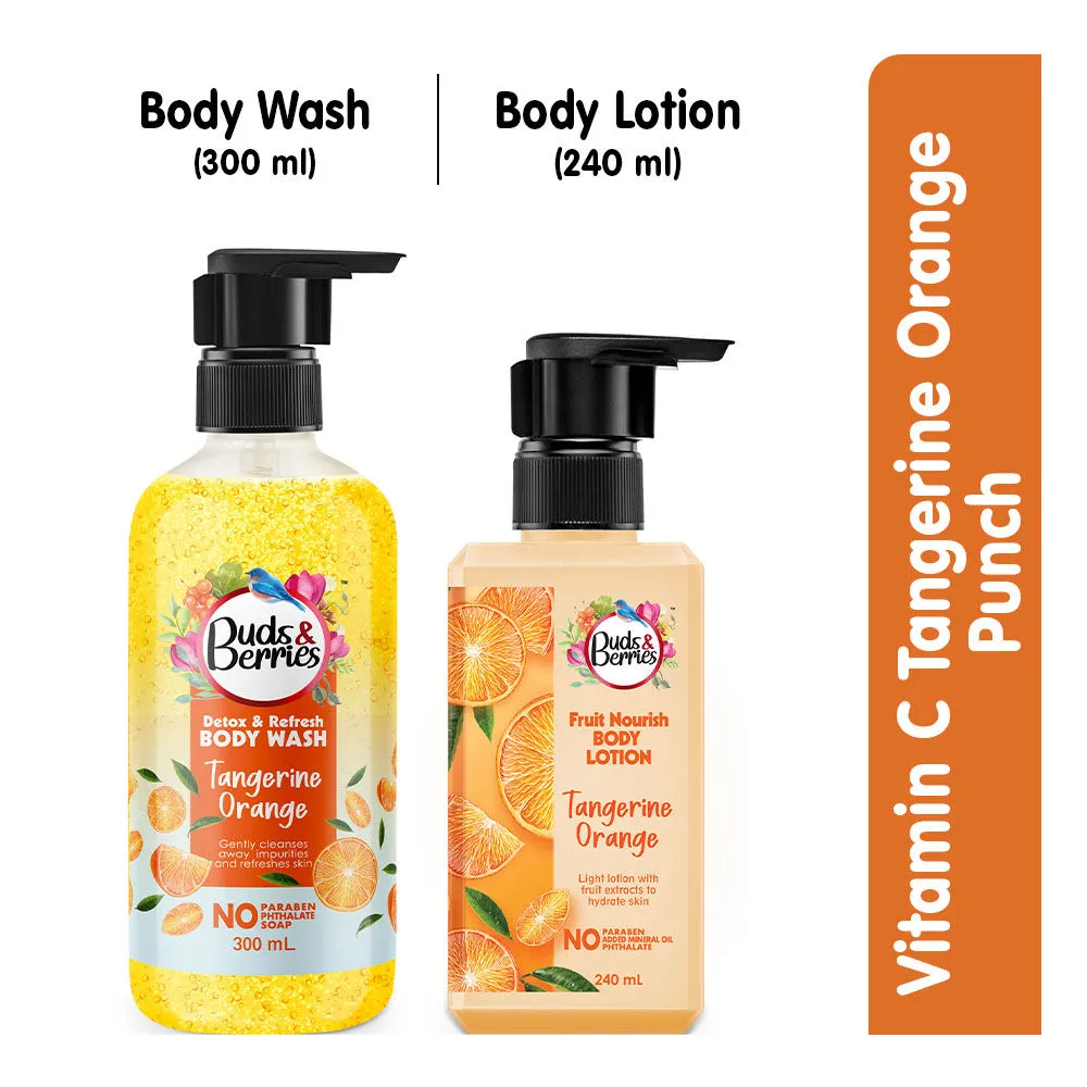 Buds & Berries Detox & Refresh Vitamin C Tangerine Orange Punch (Body Wash+Body Lotion)