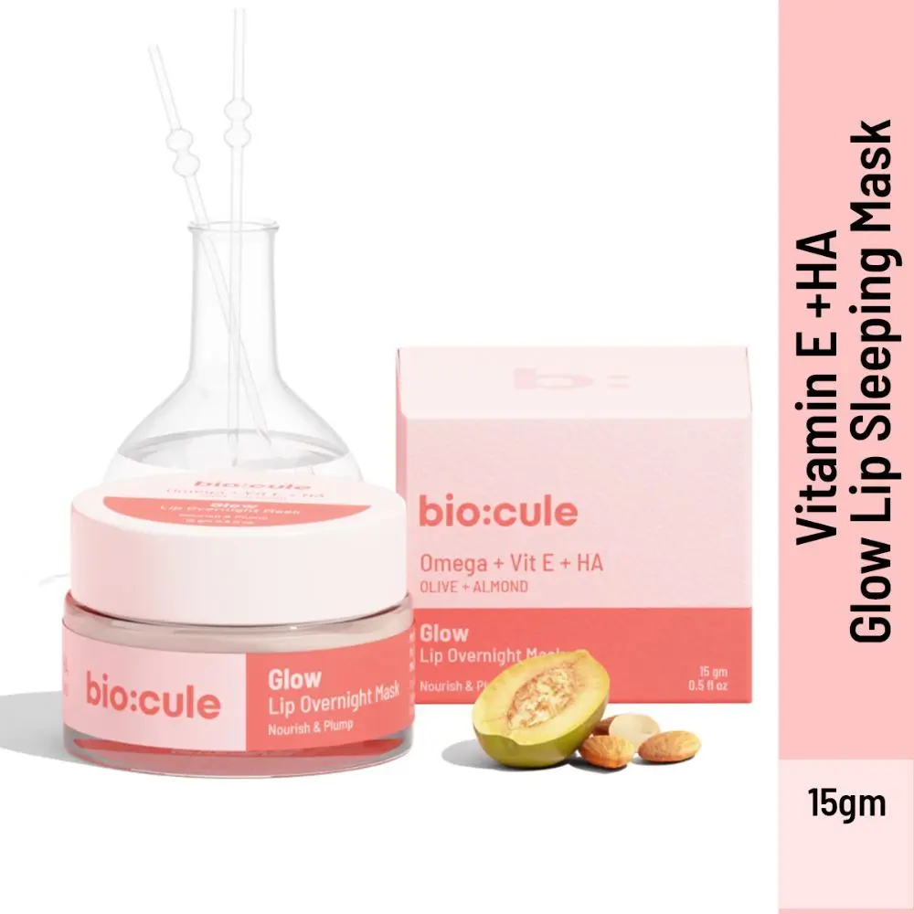 Biocule Vitamin E + Ha Glow Lip Overnight Sleeping Mask For Glowing Lips 100% Natural 15G